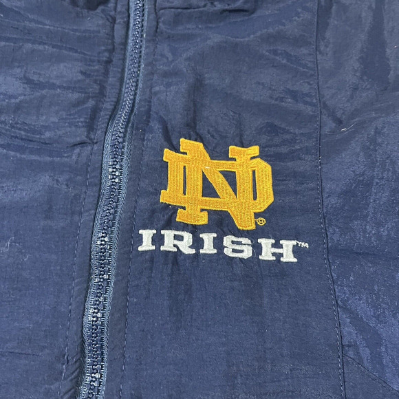 Notre Dame Jacket Mens L Blue Reebok Vintage 90s Nylon Windbreaker Full Zip NCAA - Picture 7 of 16